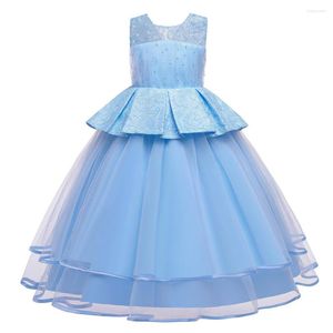 Meisjesjurken elegante kinderen kanten tutu prinses jurk voor bruiloftsfeestje avondjurk blauw lang tule optocht eerste communie vestidos