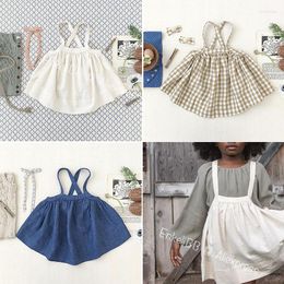 Vestidos de niña EnkeliBB hechos de algodón y lino de calidad para niños niñas vestido sin mangas de verano diseño de marca Soor Ploom ropa para niños