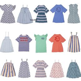 Robes d'été pour filles EnkeliBB Wyn 23, vêtements de marque élégants de styliste pour enfants, bande à carreaux, motif de dessin animé