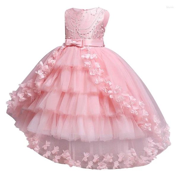 Robes de fille est une robe de bal élégante pour enfants pour filles en dentelle en dentelle de fleur de fleur de fête de mariée de mariage