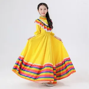 Robes de fille de style ethnique Dance Jupe mexicaine grande fête de vacances à l'ourlet