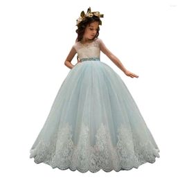 Girl Dresses Factory Direct Sales Koreaanse versie Bloemprinsesjurk voor bruiloften feestkinderen Saches lange baljurk groothandel 10596
