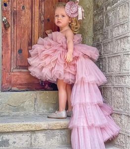 Robes de fille fée queue de poisson rose Tulle moelleux couches princesse robe à fleurs fête de mariage bal première Communion bal Pageant robe