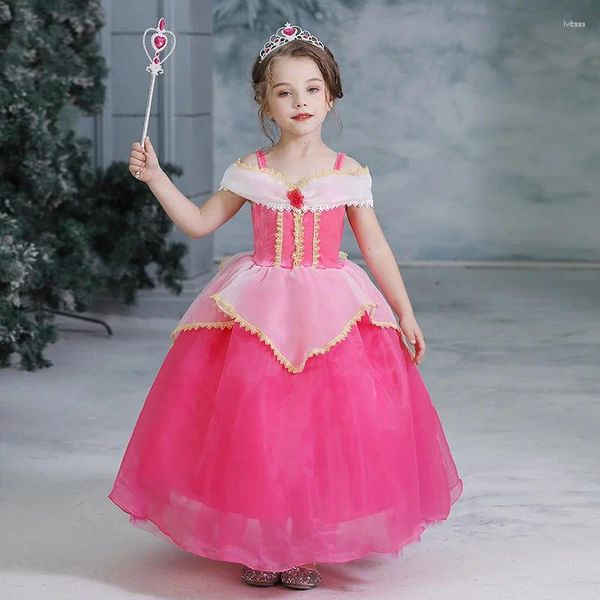 Vestidos de niña, vestido de princesa elegante para niñas, disfraz rosa, disfraz infantil, trajes de Halloween, vestido de baile para niños