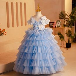 Robes de fille mode bébé fleur Tulle paillettes enfants bal robes de fête d'anniversaire enfants robe de mariée