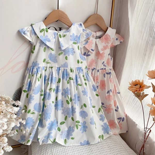 Robes d'été en coton pour filles, vêtements à la mode, motif Floral, pour bébés, tenues de fête princesse douces pour enfants