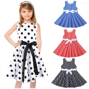 Robes de fille mode filles robe Vintage à pois princesse balançoire Rockabilly fête enfants été cou casual quotidien