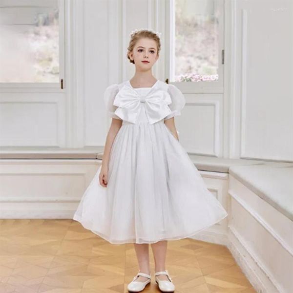 Fille robes mode été fleur robe manches courtes 2023 belle princesse mariage anniversaire première Communion