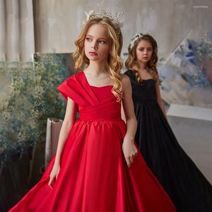 Fille robes première Communion élégante et Noble fleur demoiselle d'honneur robe de princesse couleur unie ange fête de mariage rêve enfants cadeau