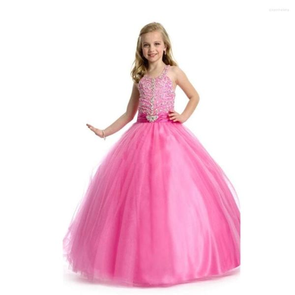 Robes de fille première Communion perle paillettes rose petite robe de princesse fleur mariage demoiselle d'honneur fête beauté robes de concours