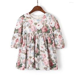 Fille Robes Flofallzique Robe À Manches Longues Rétro Floral Printemps Automne Style Enfants Vêtements Casual Sortie Quotidienne Activités De Plein Air