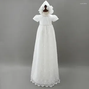 Robes de fille longueur de plancher longue bébé baptême infantile robe de princesse robe de baptême pour né broderie dentelle 1Y