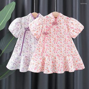 Vestidos de niña Floral bebé Qipao niño pequeño estilo chino chi-pao Cheongsam 1 2 años regalo de cumpleaños ropa de verano