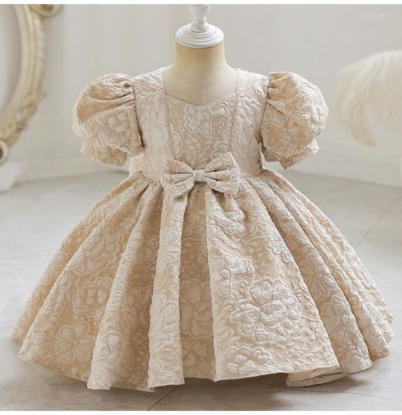 Fille Robes Fleur Bébé Pour Les Filles 2023 Cour Vintage Cérémonie Fête D'anniversaire Robe De Bal Manches Bouffantes Toddler Enfants Princesse Robe