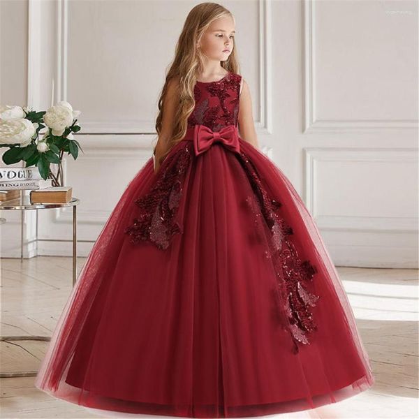 Vestidos de niña, calcomanía con lazo de flores, sin mangas, boda, fiesta de cumpleaños, estilo clásico, vestido de primera comunión para dama de honor