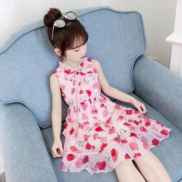 Robes de fille Fleur Papillon Bébé Filles Robe D'été De Mode En Mousseline De Soie Petite Princesse Fête D'anniversaire Enfants Vêtements 3 4 5 6 7 8 Ans