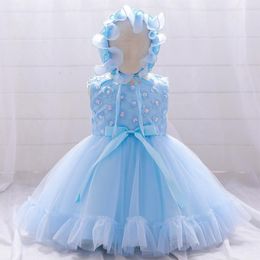 Meisje jurken bloemjurk 6m-5 jaar kinderen blauwe tule tutu casual schattige kinderen voor baljurkfeestje verjaardag