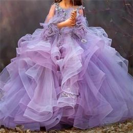 Vestidos de niña, vestido de flores, elegante baile de princesa, primera comunión, esponjoso, estampado en capas, regalo de cumpleaños de ensueño para niños