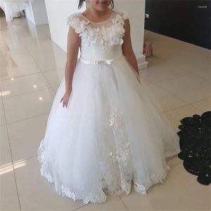 Robes de fille robe à fleurs en Tulle dentelle imprimée princesse ange première Communion mariage danse fête rêve enfants cadeau