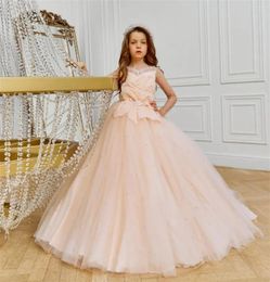 Robes de fille robe à fleurs rose moelleux Tulle froufrous mariage luxe enfant première eucharistie fête d'anniversaire cadeau
