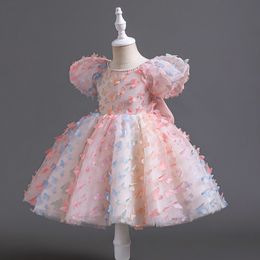 Robes de fille robe de fleur en tulle applications en couches gonflé