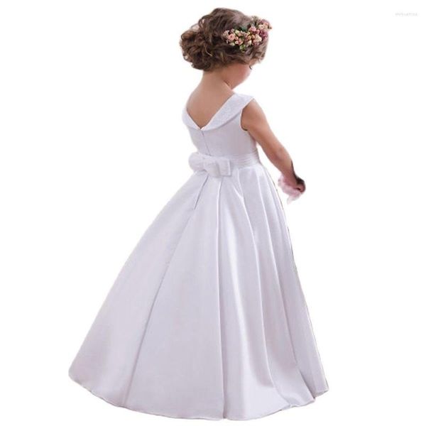 Robes de fille robe de fleur de la chapelure blanche sans manches à manches solides