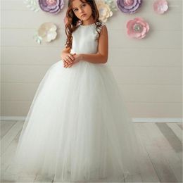 Meisje Jurken Bloem Voor Bruiloften Juweel Hals Custom Made Meisjes Pageant Toga Prom A-lijn Kid Verjaardag Avondfeest Draagt