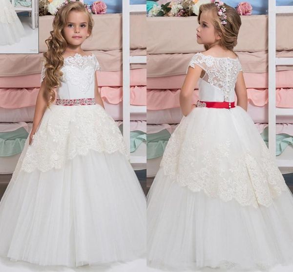 Vestidos de niña con flores para bodas, sin hombros, princesa pequeña, vestidos de primera comunión, vestido de fiesta de cumpleaños personalizado