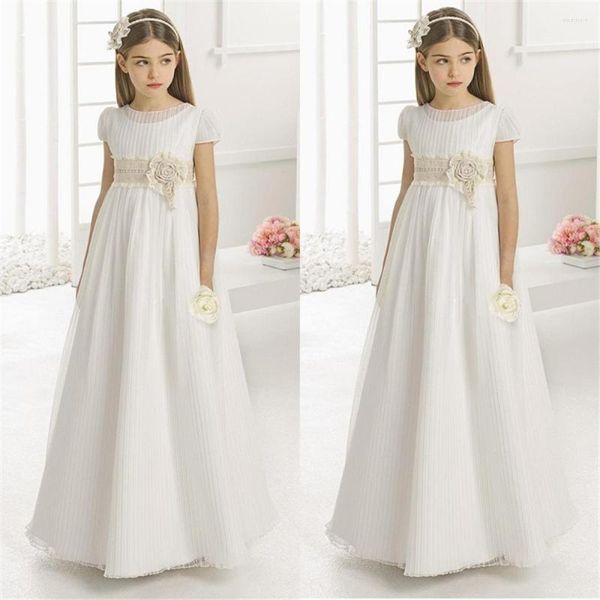 Fille Robes Fleur Pour Les Mariages Princesse Dentelle Dos Nu Sainte Première Communion Robes Parti Pageant Robe Filles