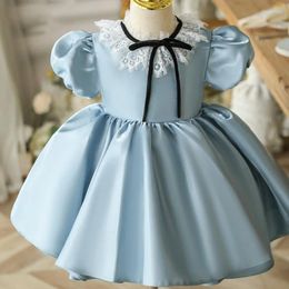Robes de fille robe de fleur demoiselle d'honneur pour les mariages et la fête princesse enfants 2024 Vêtements enfants en dentelle de dentelle de douceur d'été Vêtements