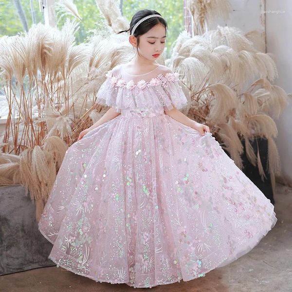 Robes de fille fleur filles robe paillettes scintillantes princesse robe de fête d'anniversaire enfants Occasions spéciales Poshoots adolescent noël