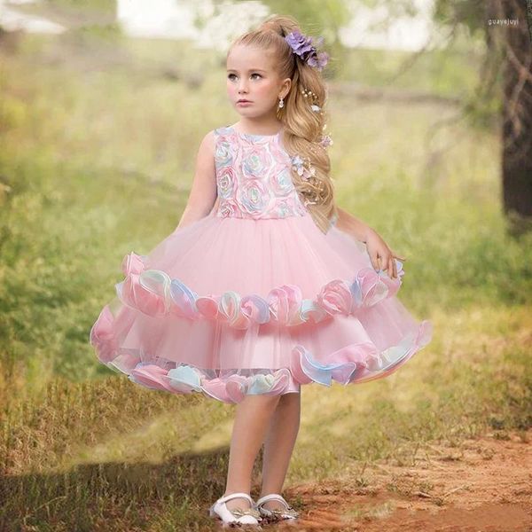 Vestidos de niña, vestido de flores para niñas, tutú elegante de princesa con lentejuelas, ropa para bebés, Vestidos de fiesta de boda