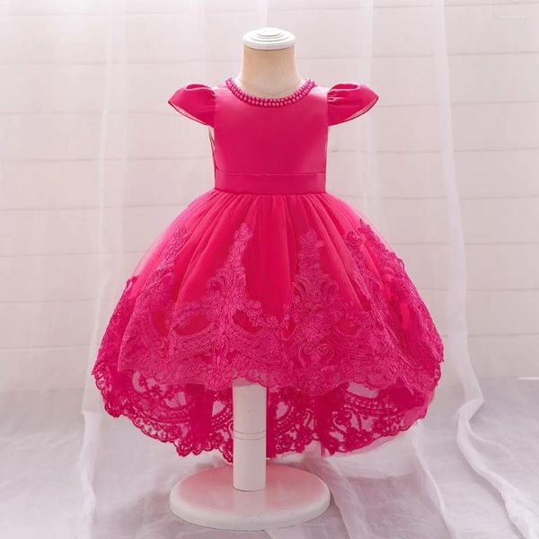 Filles robes fleures fleures fête princesse enfants grand arc.