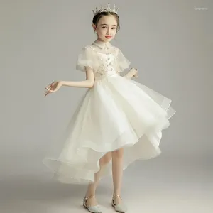 Girl Dresses Flower Princess Children's Evening Fashionable Little Birthday Fluffy Gauze Host Performance Dress