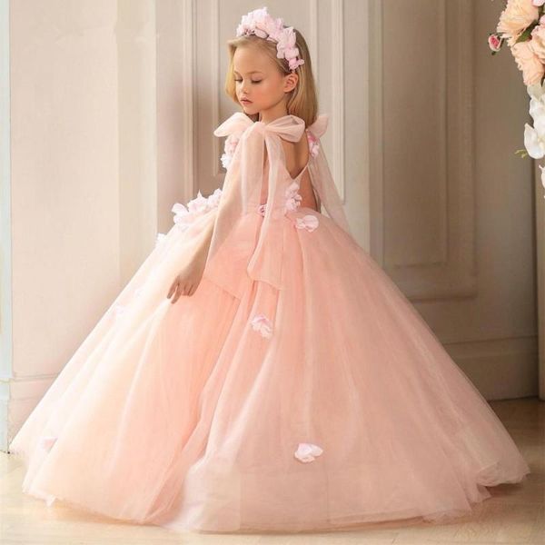 Robes de fille fleur robes d'anniversaire satin de bébé avec dentelle princesse fête occasion spéciale custume