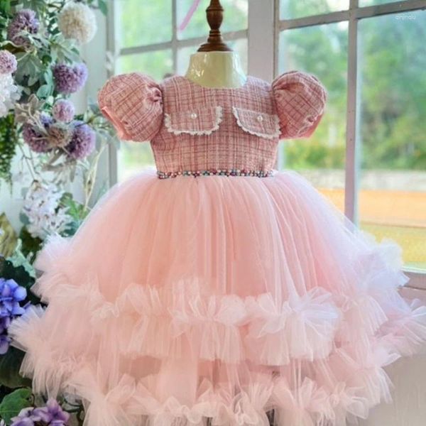 Vestidos de niña de encaje esponjoso para fiesta de bebé, vestido de cumpleaños de 1 año para niñas, ropa de princesa, vestido de fiesta de boda y bautismo