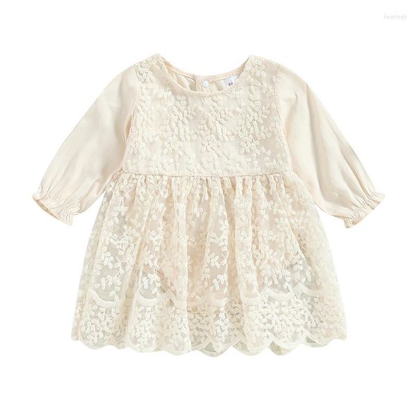 Vestidos de niña FOCUSNORM 0-18M Baby Girls Princess Romper Dress Casual Floral Lace Manga larga A-Line Monos