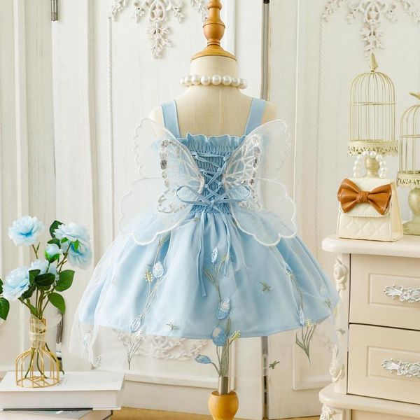 Fille Robes FOCUSNORM 2 Couleurs Infant Bébé Princesse Robe Sans Manches Papillon Ailes Maille Dentelle Fleurs Patchwork