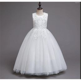 Meisje jurken formele prinsesbloem voor bruiloften kanten applique pure baljurk gezwollen backless meisjes verjaardagsjurk
