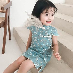 Meisje jurken meisje's 2023 aankomst Kinderkleding Zomer Babymeisjes Chinese bloemen mouwloze kinderen Kleding