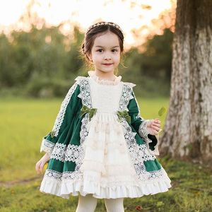 Meisjesjurken meisjes baby herfst winter winter met lange mouwen fluweel Turks Spaans vintage prinses baljurk jurk voor kerst verjaardagsfeestje