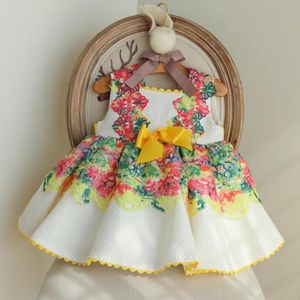 Vestidos de niña Ropa de bebé para niña Vestido de fiesta de pavo español Lazo de encaje Sin mangas Linda fiesta de cumpleaños Princesa de Pascua Lolita para niñas A446