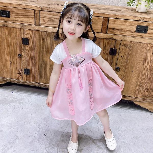 Vestidos de niña, vestido Hanfu bordado para niñas, ropa de estilo chino para niños, traje Tang Cheongsam para niños