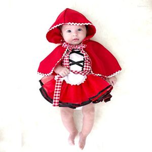 Vestidos de niña Niñas nacidas Bebés Tutu Vestido Capa Capa Traje Caperucita Roja Cosplay Po Prop Disfraz Ropa de fiestaNiña