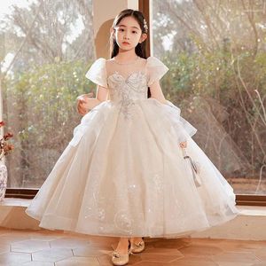 Girl Dresses Girl's Formal Dress Flower Wedding Little Princess Fluffy Veil Kinderhost Piano Performance Evening D