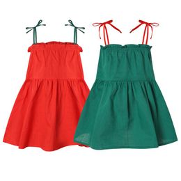 Girl Dresses Girl's Kidswant Child Summer Clothing Kinderen Mouwloze Bacual Casual Sundress Little Princess Solid Sling Dress 1-6t