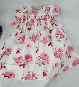 Girl Dresses Girl's Rose 3 4 5 6 7 jaar zomer Babymeisjes Smocked floral Pattern Dress Print Party Smocking borduurwerk