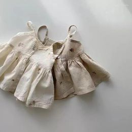 Fille Robes Fille D'été Bébé Sans Manches Robe De Mode Fleur Broderie Filles Princesse Casual Infant Enfants DressGirl's