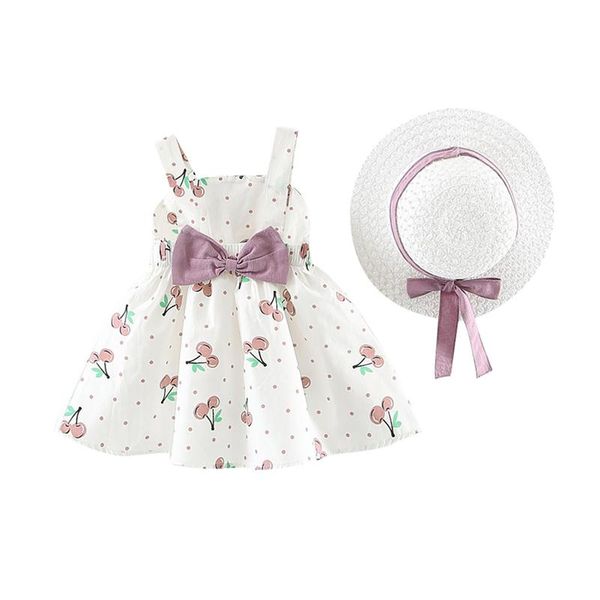 Vestidos de niña, verano, niño pequeño, bebé, niños, niñas, sin mangas, punto, princesa, sombrero con lazo, trajes de algodón, ropa suave para niños