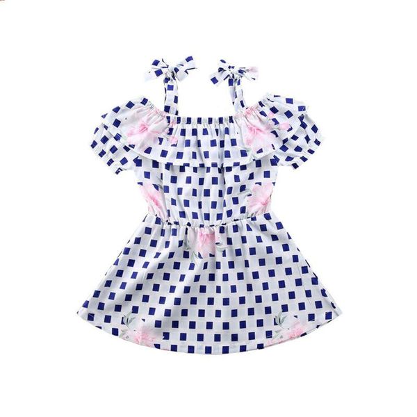 Vestidos de niña Vestido de fiesta informal con lunares y flores para niños pequeños de verano para niña